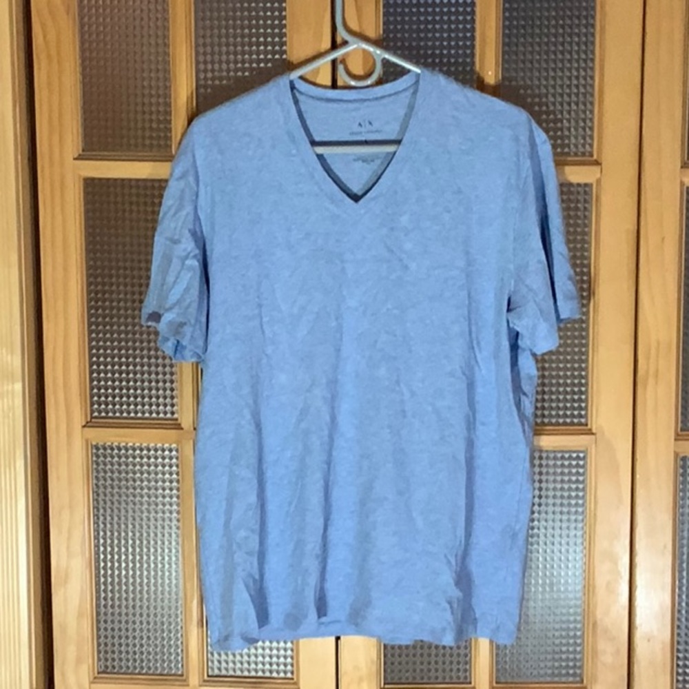 Armani Exchange Blue Pima Cotton T Shirt